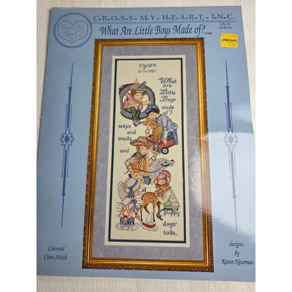 Cross My Heart What Are Little Boys Made Of Cross Stitch Pattern 1991 CSL-52